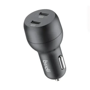 شارژر فندکی 40 وات بودی مدل Budi CC108RB با دو خروجی USB-C با گارانتی ۱۸ ماهه شرکتی (۶ ماه تعویض)
